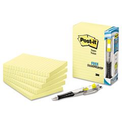 Post-it Notes Bonus Pack, 4 x 6, Lined, Canary Yellow, 5 100-Sheet Pads/Pack MMM6605PK