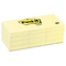 Post-it Notes Original Notes, 1-1/2 x 2, Canary Yellow, 12 100-Sheet Pads/Pack MMM653YW
