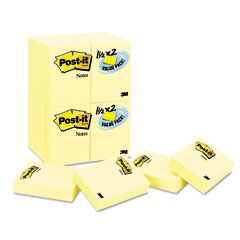 Post-it Notes Original Notes, 1-1/2 x 2, Canary Yellow, 24 90-Sheet Pads/Pack MMM65324VADB