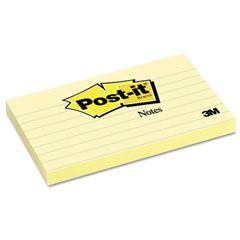 Post-it Notes Original Notes, 3 x 5, Lined, Canary Yellow, 12 100-Sheet Pads/Pack MMM635YW