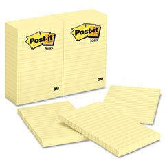 Post-it Notes Original Notes, 4 x 6, Lined, Canary Yellow, 12 100-Sheet Pads/Pack MMM660YW