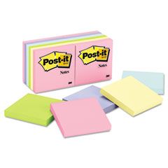 Post-it Notes Original Pads in Pastel Colors,3 x 3, Five Pastel Colors, 12 100-Sheet Pads/Pack MMM654AST