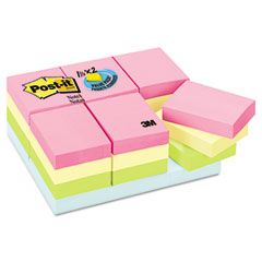 Post-it Notes Pastel Notes Value Pack, 1 1/2 x 2, Assorted, 24 100-Sheet Pads/Pack MMM65324APVAD