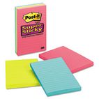 Post-it Notes Super Sticky Super Sticky Jewel Pop Notes, 4 x 6, Lined, 3 90-Sheet Pads per Pack MMM6603SSUC
