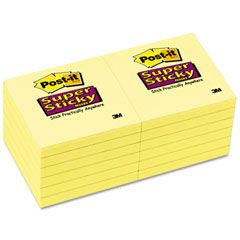 Post-it Notes Super Sticky Super Sticky Notes, 3 x 3, Canary Yellow, 12 90-Sheet Pads/Pack MMM65412SSCY