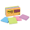 Post-it Notes Super Sticky Super Sticky Notes, 3 x 3, Five Electric Glow Colors, 12 90-Sheet Pads/Pack MMM65412SSAN