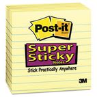 Post-it Notes Super Sticky Super Sticky Notes, 4 x 4, Lined, Canary Yellow, 6 90-Sheet Pads/Pack MMM6756SSCY