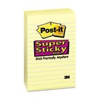 Post-it Notes Super Sticky Super Sticky Notes, 4 x 6, Lined, Canary Yellow, 5 90-Sheet Pads/Pack MMM6605SSCY