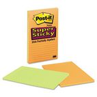 Post-it Notes Super Sticky Super Sticky Notes, 5 x 8, Lined, Assorted Electric Glow, 4 45-Sheet Pads/Pack MMM5845SSAN
