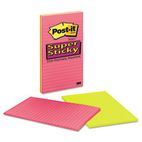 Post-it Notes Super Sticky Super Sticky Notes, 5 x 8, Lined, Assorted Jewel Pop, 4 45-Sheet Pads/Pack MMM5845SSUC