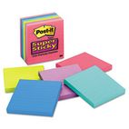 Post-it Notes Super Sticky Super Sticky Ultra Notes, 4 x 4, Lined, Five Colors, 6 90-Sheet Pads/Pack MMM6756SSUC