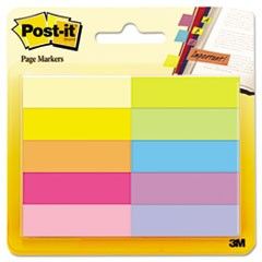 Post-it Page Markers, Five Assorted Bright Colors, 10 Pads of 50 Sheets per Pack MMM67010AB