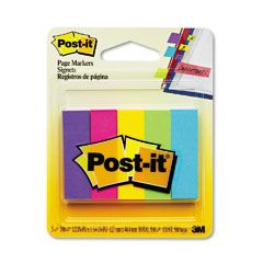 Post-it Page Markers Page Markers, Five Assorted Ultra Colors, 5 Pads of 100 Strips/Pack MMM6705AU