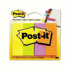 Post-it Page Markers Page Markers, Four Neon Colors, 50 Strips/Pad, 4 Pads/Pack MMM6714AN