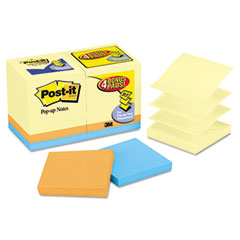 Post-it Pop-up Notes Bonus Pack Pop-Up Refills 3 x 3, Canary Yellow/Ast., 100-Sheet 18/Pack MMMR330144B