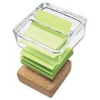 Post-it Pop-up Notes Glass & Cork Pop-Up Note Dispenser, Clear, with 50-Sheet Greener Note Pad MMMGC330