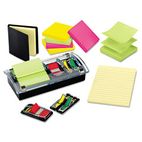 Post-it Pop-up Notes Pop-Up Note/Flag Dispenser Starter Kit/Assorted Self-Stick Notes, Black MMMDS100SKPB