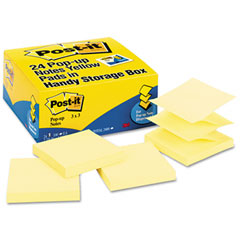 Post-it Pop-up Notes Pop-Up Note Refills, 3 x 3, Canary Yellow, 24 100-Sheet Pads/Pack MMMR33024VAD