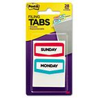 Post-it Preprinted File Tabs, 1 3/4 x 1 1/2, Mon.-Sun., 28/Pack MMM686DAYS