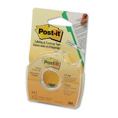Post-it Removable Cover-Up Tape, Non-Refillable, 1/6" x 700" Roll MMM651