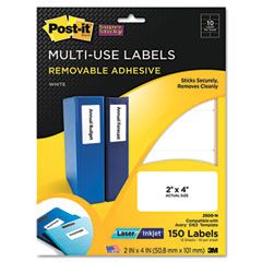 Post-it Super Sticky Removable ID Labels, 2w x 4h, White, 150 Labels/Pack MMM2500N