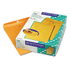 Quality Park Clasp Envelope, 12 x 15 1/2, 28lb, Light Brown, 100/Box QUA37910