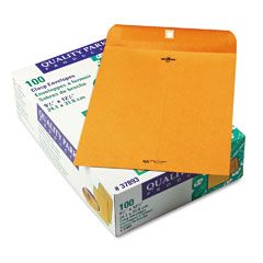 Quality Park Clasp Envelope, 9 1/2 x 12 1/2, 28lb, Light Brown, 100/Box QUA37893