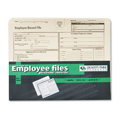 Quality Park Employee Record Folder, Top Tab, Letter, Manila, 20/Pack QUA69998