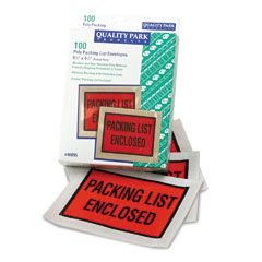 Quality Park Full-Print Self-Adhesive Packing List Envelope, Orange, 5 1/2 x 4 1/2, 100/Box QUA46895