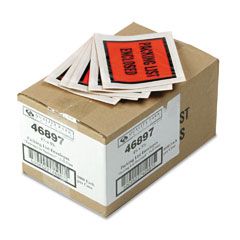 Quality Park Full-Print Self-Adhesive Packing List Envelope, Orange, 5 1/2 x 4 1/2, 1000/Box QUA46897