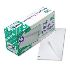 Quality Park White Wove Business Envelope Convenience Packs, V-Flap, #10, Recycled, 100/Box QUA69007