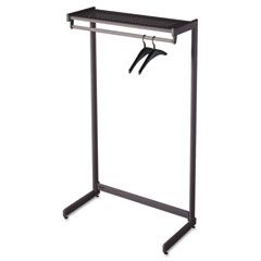 Quartet 36" Wide Single-Side Garment Rack w/Shelf, Powder Coated Textured Steel, Black QRT20213
