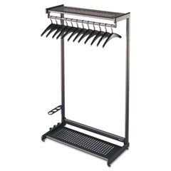 Quartet 36" Wide Single-Sided Rack w/Two Shelves, 16 Hangers, Steel, Black QRT20225