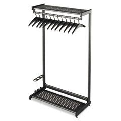 Quartet 48" Wide Single-Sided Rack w/Two Shelves, 16 Hangers, Steel, Black QRT20224