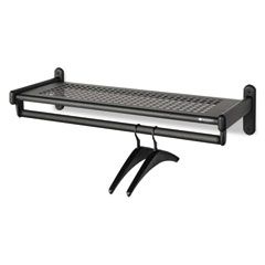 Quartet 48" Wide Wall Shelf Rack, Powder Coated Textured Steel, Black QRT20404
