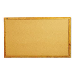 Quartet Bulletin Board, Natural Cork Over Fiberboard, 60 x 36, Solid Oak Frame QRT305