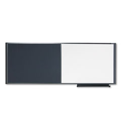 Quartet Bulletin/Dry Erase Board, Fabric/Fiberboard, 36 x 18, Gray/White, Gray Frame QRTWC3618