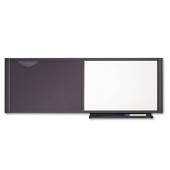 Quartet Bulletin/Dry Erase Board, Fabric/Fiberboard, 48 x 18, Gray/White, Gray Frame QRTWC4818
