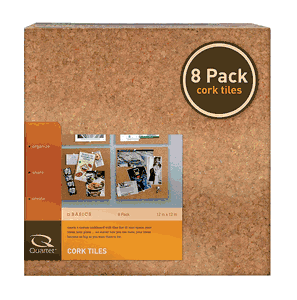 Quartet Cork Tiles, 12" x 12", Cork Board, Bulletin Board, Mini Wall, 8 Pack (108)
