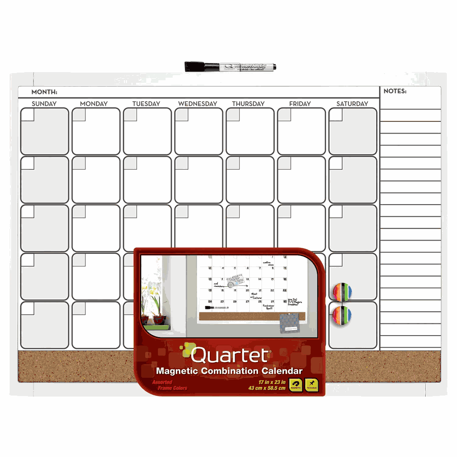 Quartet Dry Erase Board / Cork Board, Calendar Board, Ma Quartet dry erase board / cork board, calendar board, ma