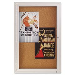 Quartet Enclosed Bulletin Board, Natural Cork/Fiberboard, 24 x 36, Aluminum Frame QRT2363