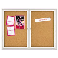 Quartet Enclosed Bulletin Board, Natural Cork/Fiberboard, 48 x 36, Aluminum Frame QRT2364