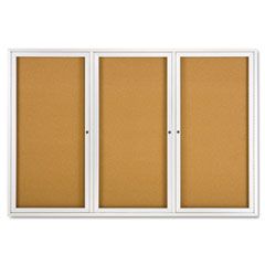 Quartet Enclosed Bulletin Board, Natural Cork/Fiberboard, 72 x 48, Aluminum Frame QRT2367