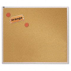 Quartet Natural Cork Bulletin Board, 48 x 48, Anodized Aluminum Frame QRTECKA404