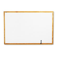 Quartet Standard Dry-Erase Board, Melamine, 72 x 48, White, Oak Finish Wood Frame QRTS577
