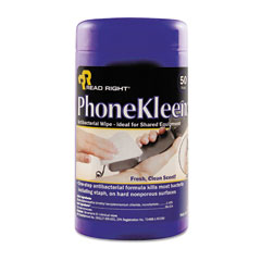 Read Right PhoneKleen Wet Wipes, Cloth, 5 x 6, 50/Tub REARR1403