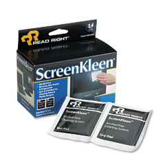 Read Right ScreenKleen Alcohol-Free Wipes, Cloth, 5 x 5, 14/Box REARR1291