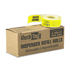 Redi-Tag Message Right Arrow Flag Refills, "Sign Here", Yellow, 6 Rolls of 120 Flags RTG91001