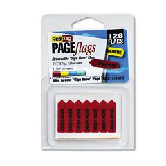 Redi-Tag Mini Arrow Page Flags, "Sign Here", Blue/Mint/Red/Yellow, 126 Flags/Pack RTG72020