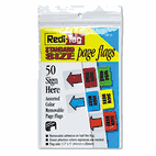 Redi-Tag Removable Page Flags, Green/Yellow/Red/Blue/Orange, 10/Color, 50/Pack RTG76830